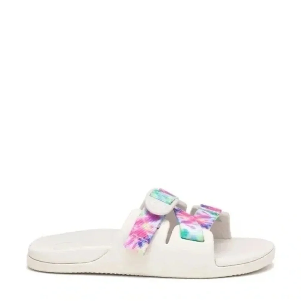 Chaco | Chillos slide sandal - kids' white tie dye boho beach summer.